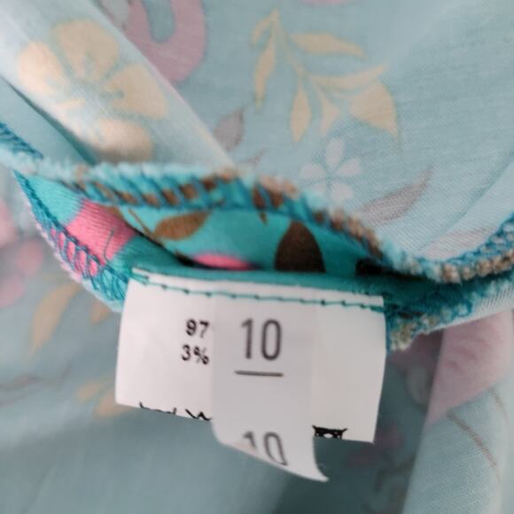 Lady Vintage Retro 50s Swing Dress Turquoise Teal and Pink Flamingos S6 Dapper - Picture 15 of 16